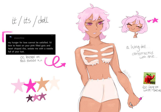 fully rendered ref sheet (halfbody)
